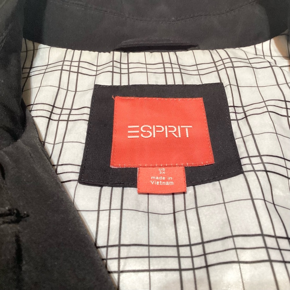 Esprit Women’s Size 3X Black Trench Coat Jacket Plus Size XXXL 3XL